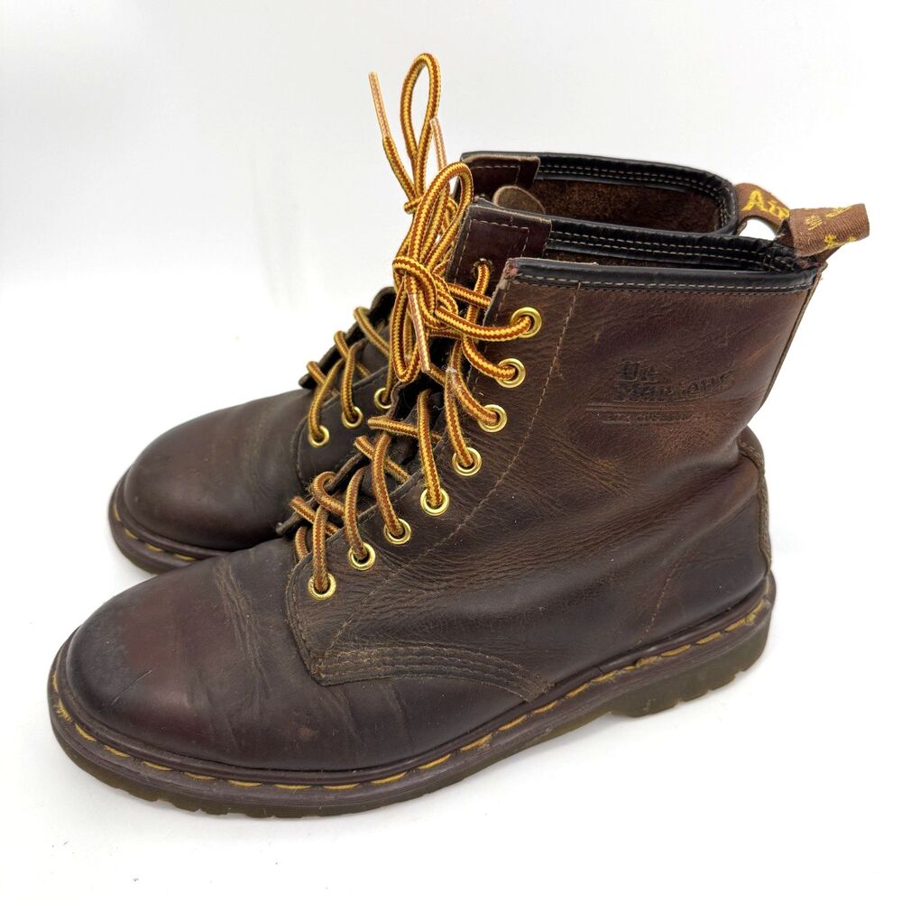Dr. Martens 1460 Crazy Horse Brown Boots Made in England Vintage Mid Size 10.5?